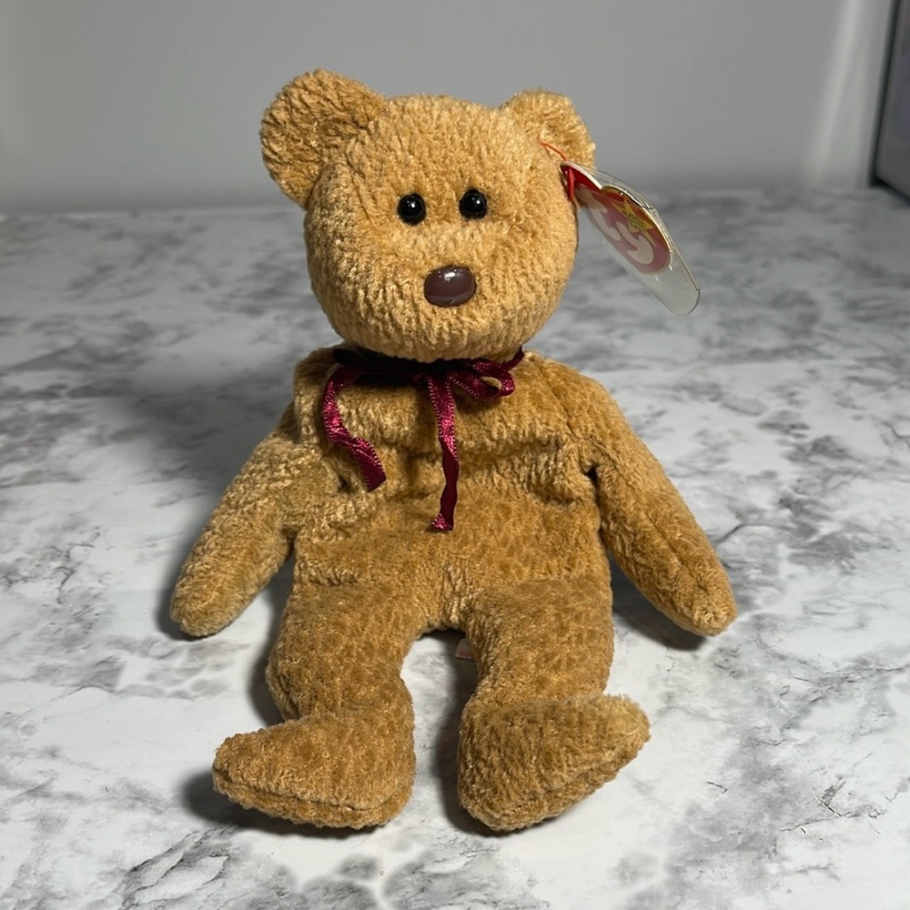 Vintage TY Beanie Baby Curly the Brown Teddy Bear